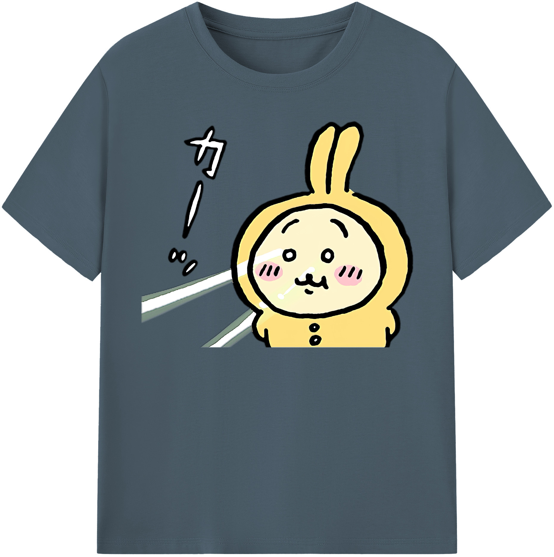 （画像用） ちいかわ うさぎ Chii-kawa usagi 綿100％半袖Tシャツ（フロントプリント）